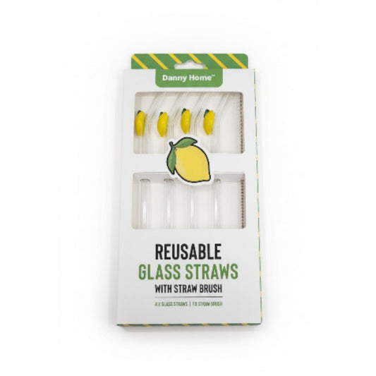 Danny Home 5pc Glass Straw With Cleaner - Lemon