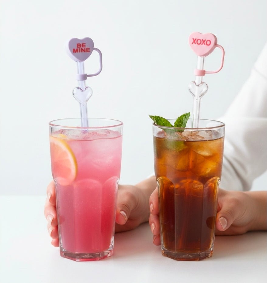 Danny Home 5pc Glass Straw With Heart Topper