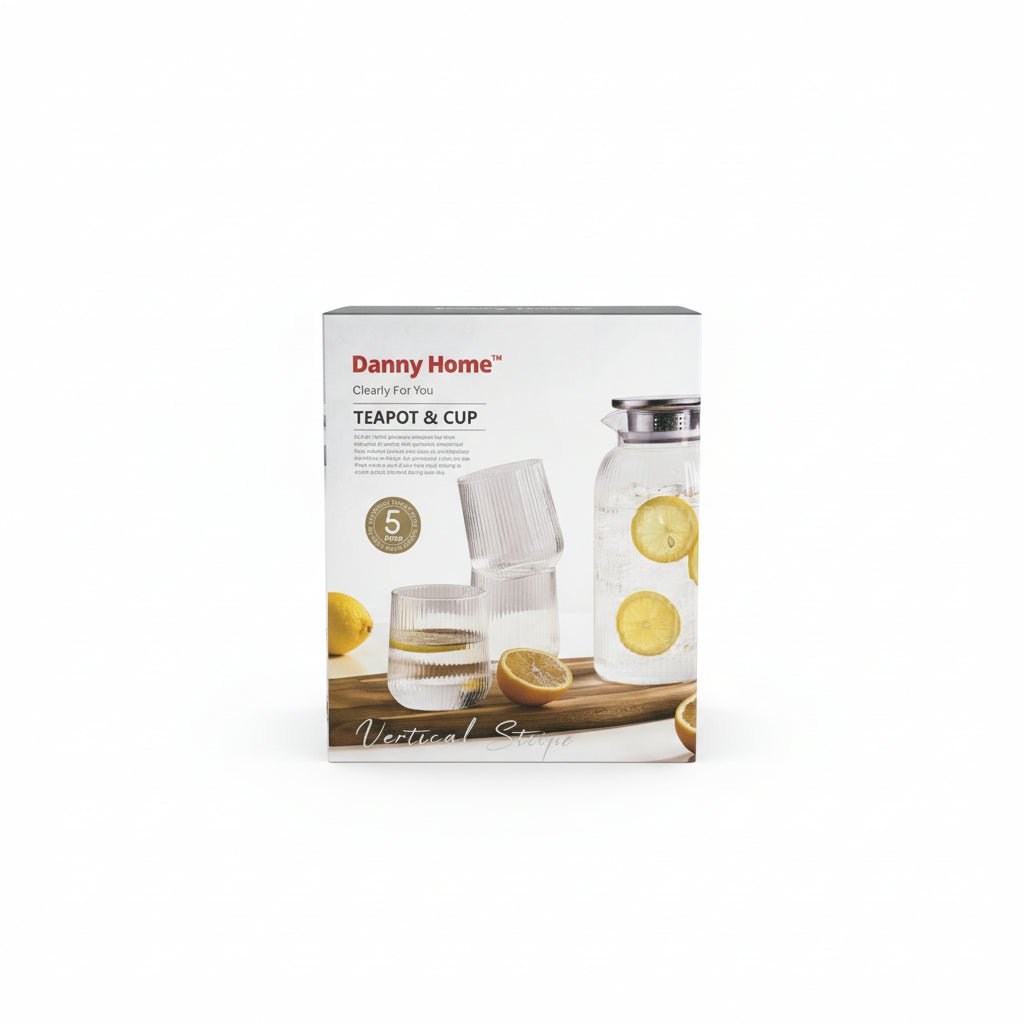 Danny Home 5pc Stripe Teapot And Cup Set