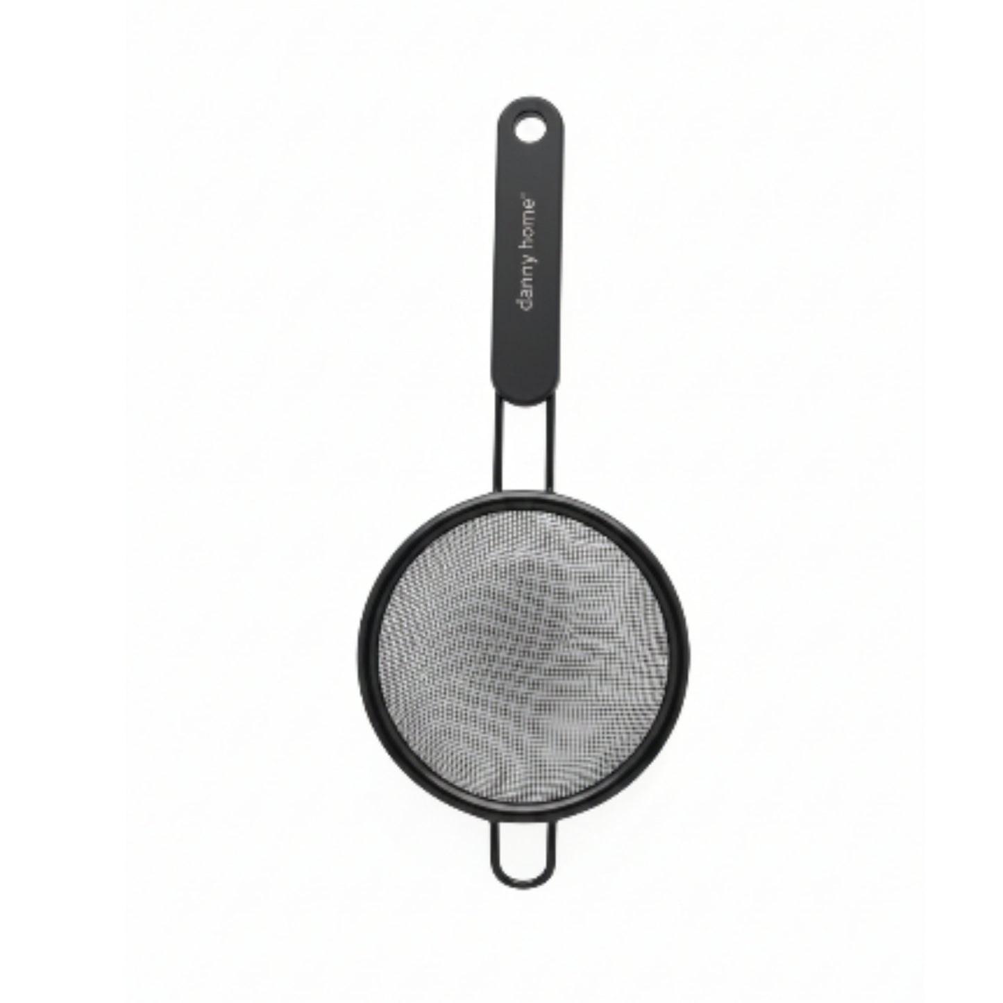 Danny Home 8cm Black Stainless Steel Fine Mesh Sifter | Kitchen Flour Sieve On White Backiground