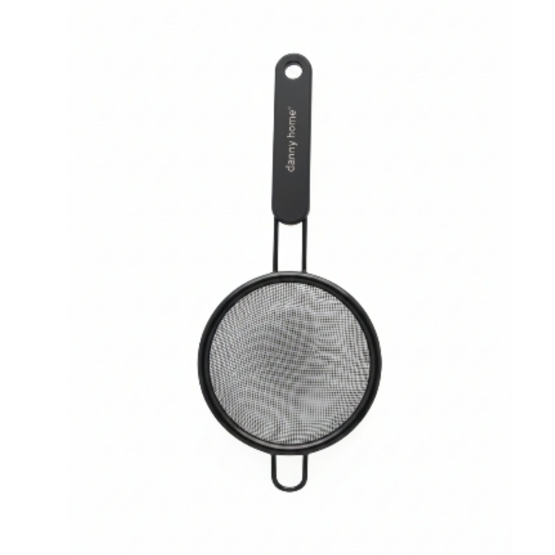 Danny Home 8cm Black Stainless Steel Fine Mesh Sifter | Kitchen Flour Sieve On White Backiground