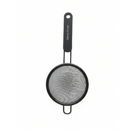 Danny Home 8cm Black Stainless Steel Fine Mesh Sifter | Kitchen Flour Sieve On White Backiground