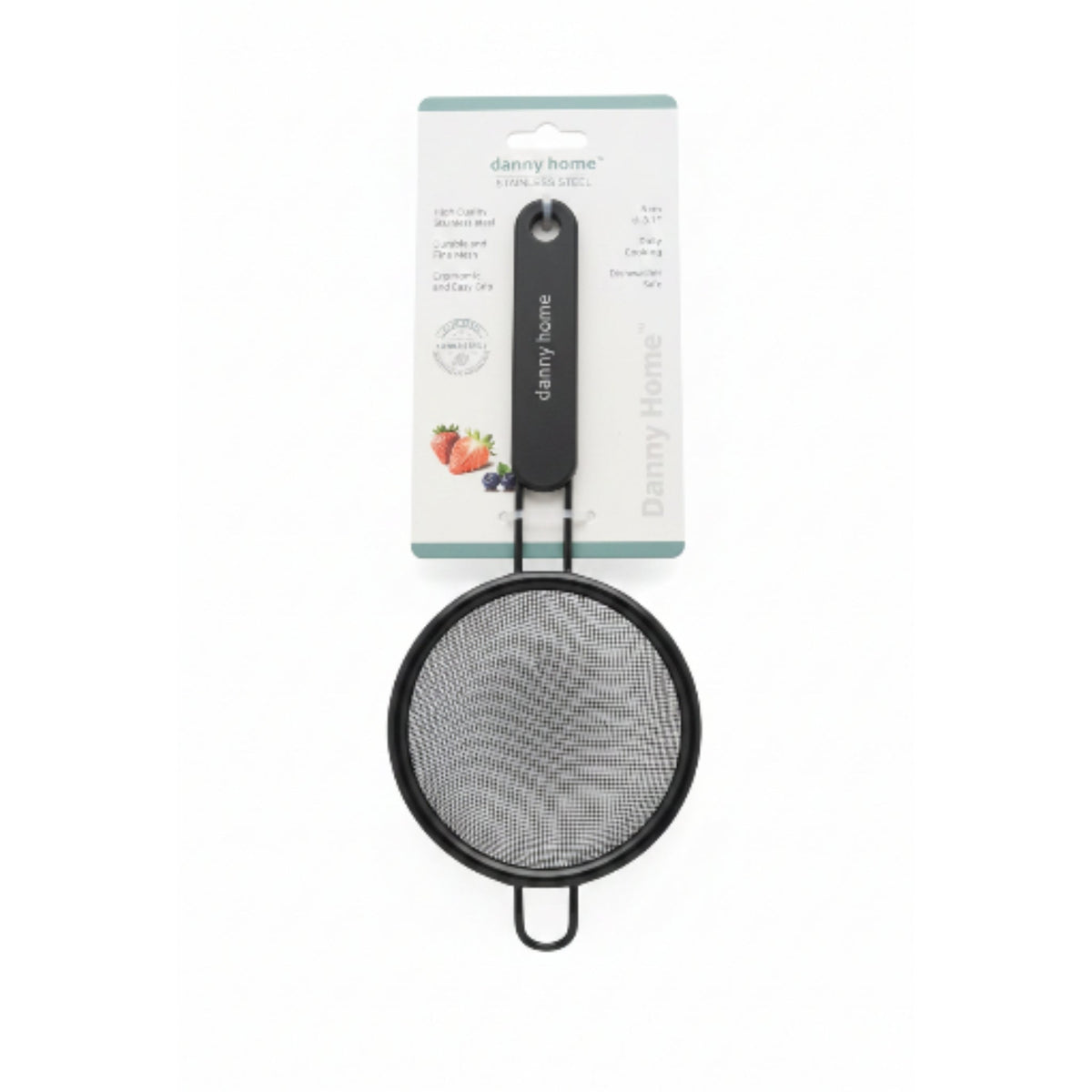 Danny Home 8cm Black Stainless Steel Fine Mesh Sifter | Kitchen Flour Sieve