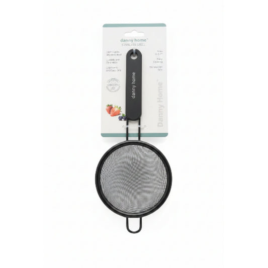 Danny Home 8cm Black Stainless Steel Fine Mesh Sifter | Kitchen Flour Sieve