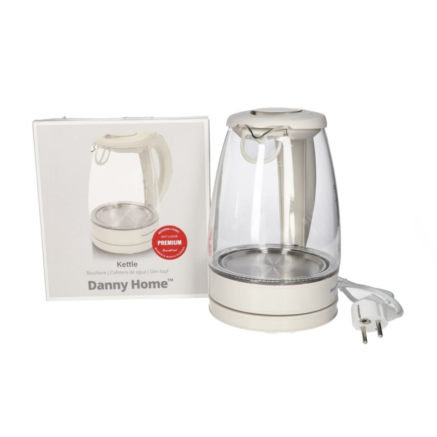 Danny Home Glass Electric Kettle 1.7L - Cream