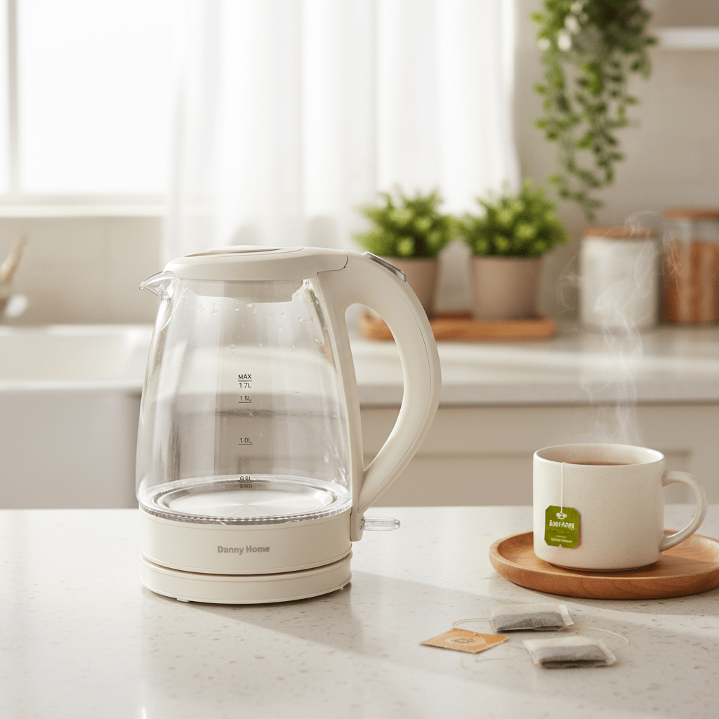 Danny Home Glass Electric Kettle 1.7L - Cream