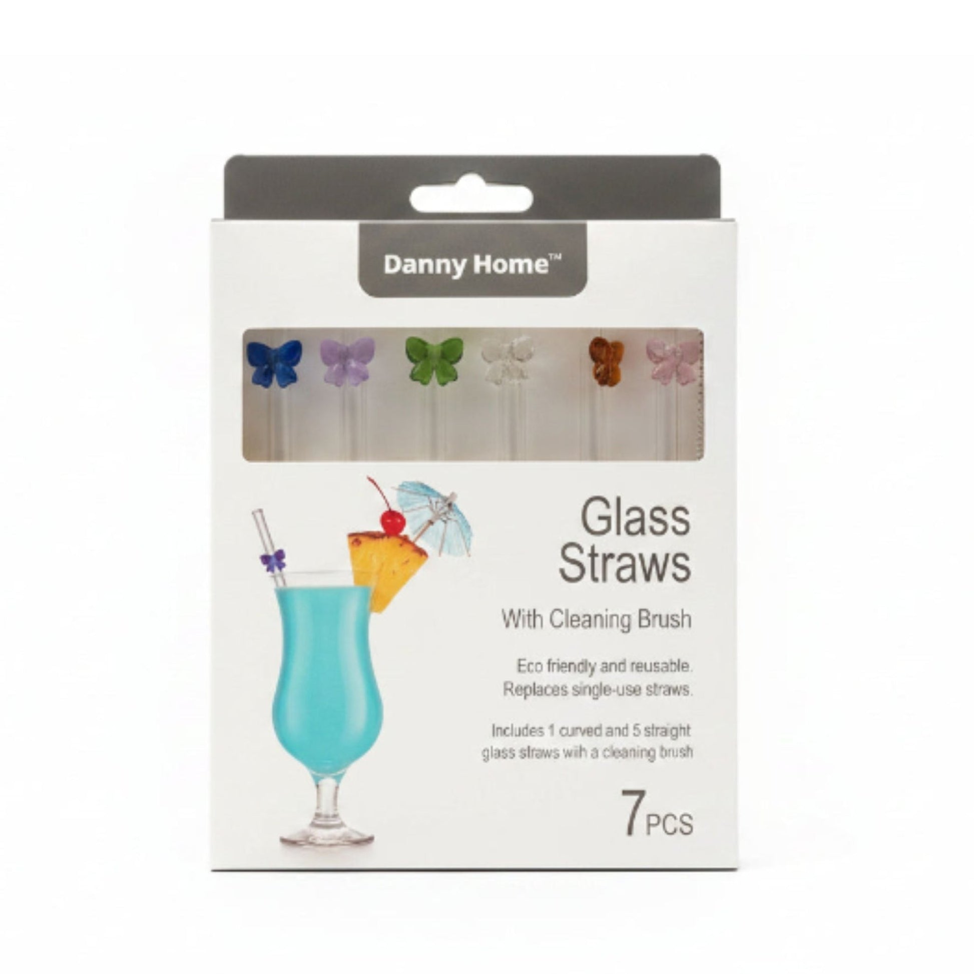 Danny Home Glass Straws With Cleaner - Bow
