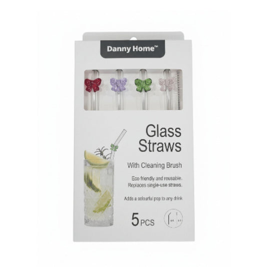 Danny Home Glass Straws With Cleaner - Bow