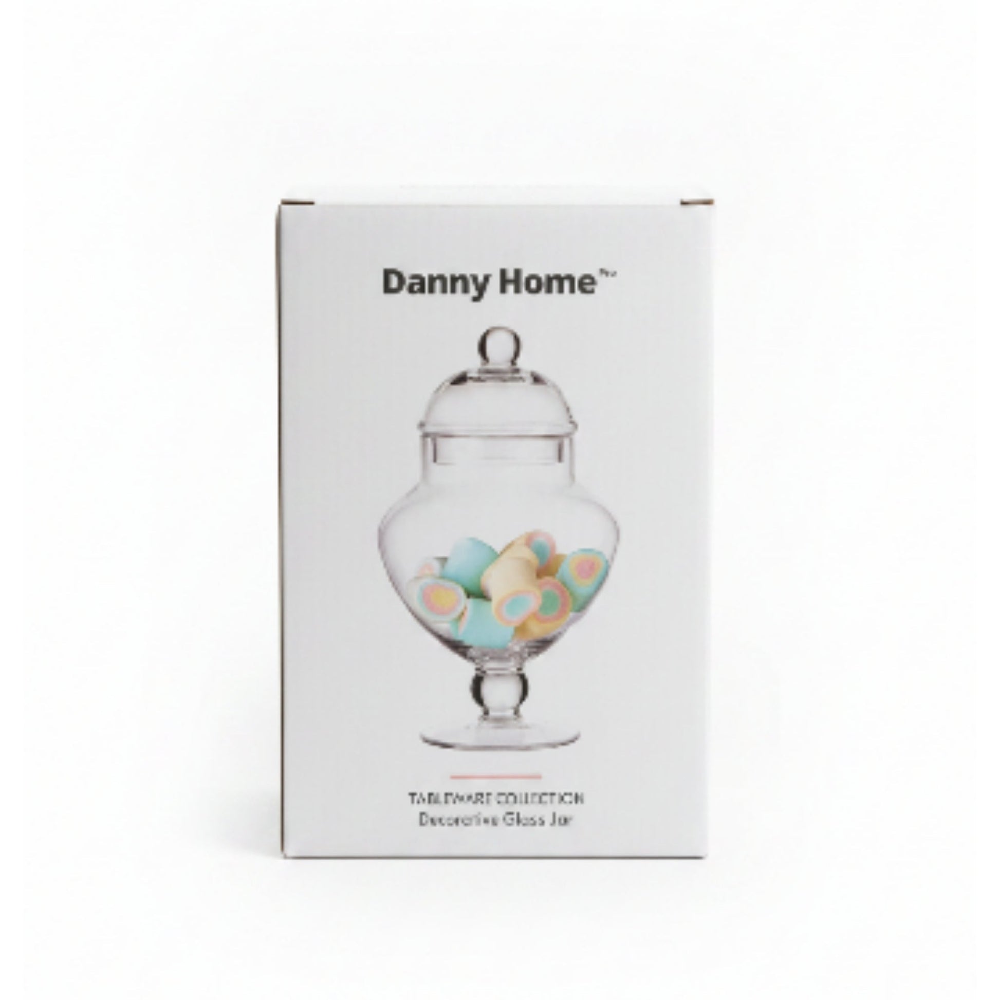 Danny Home Glass Sweet Jar – Clear Candy Storage Container for Sweets, Chocolates, Treats & Kitchen Countertop Display