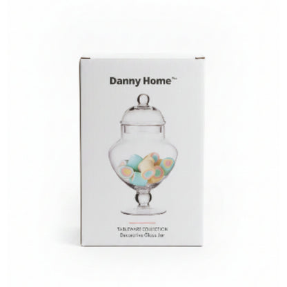 Danny Home Glass Sweet Jar – Clear Candy Storage Container for Sweets, Chocolates, Treats & Kitchen Countertop Display