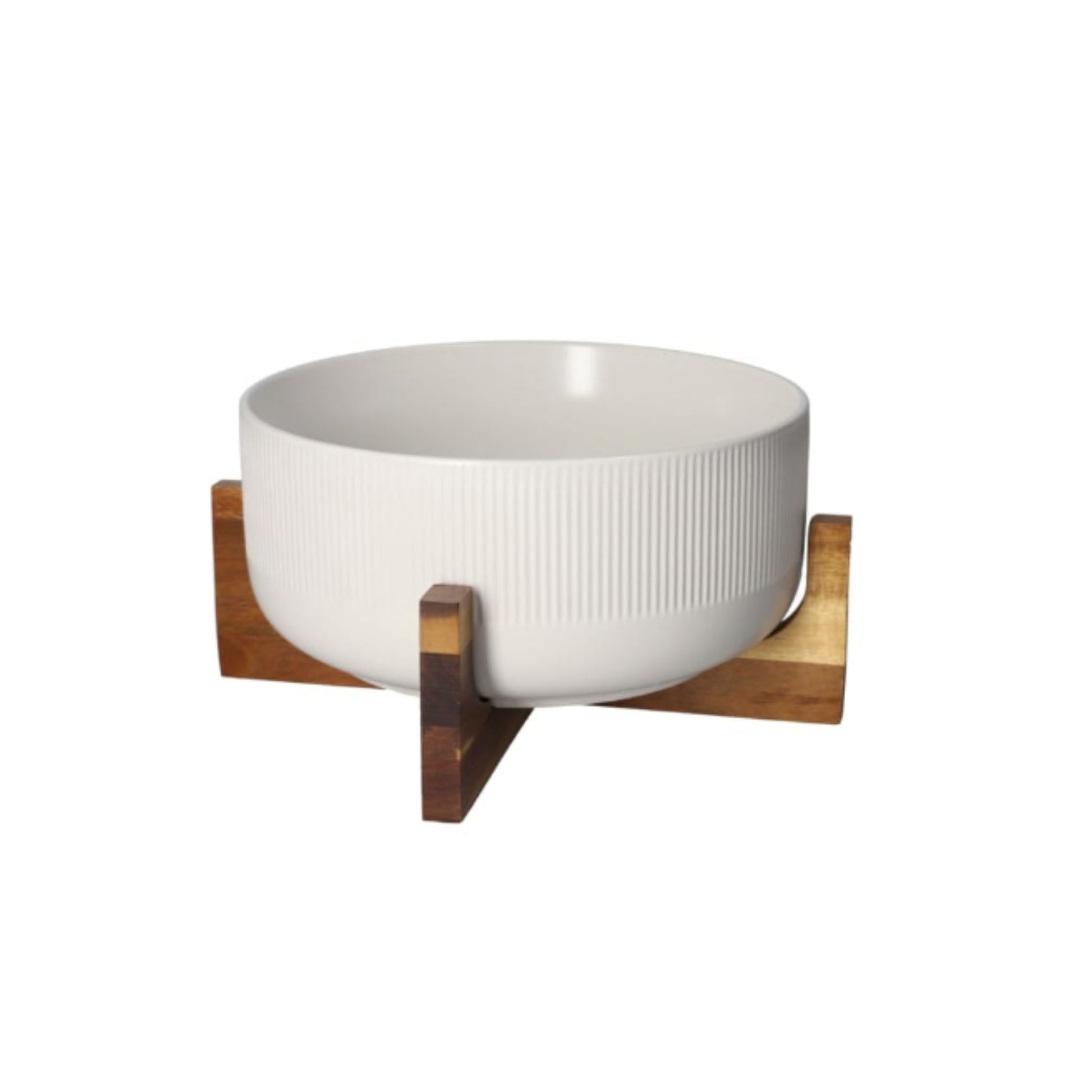2.7L Danny Home Salad Bowl with Wooden Stand – Elegant Serving Bowl Set On White Background