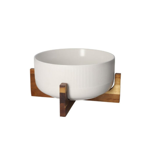 Danny Home Salad Bowl with Wooden Stand – Elegant Serving Bowl Set