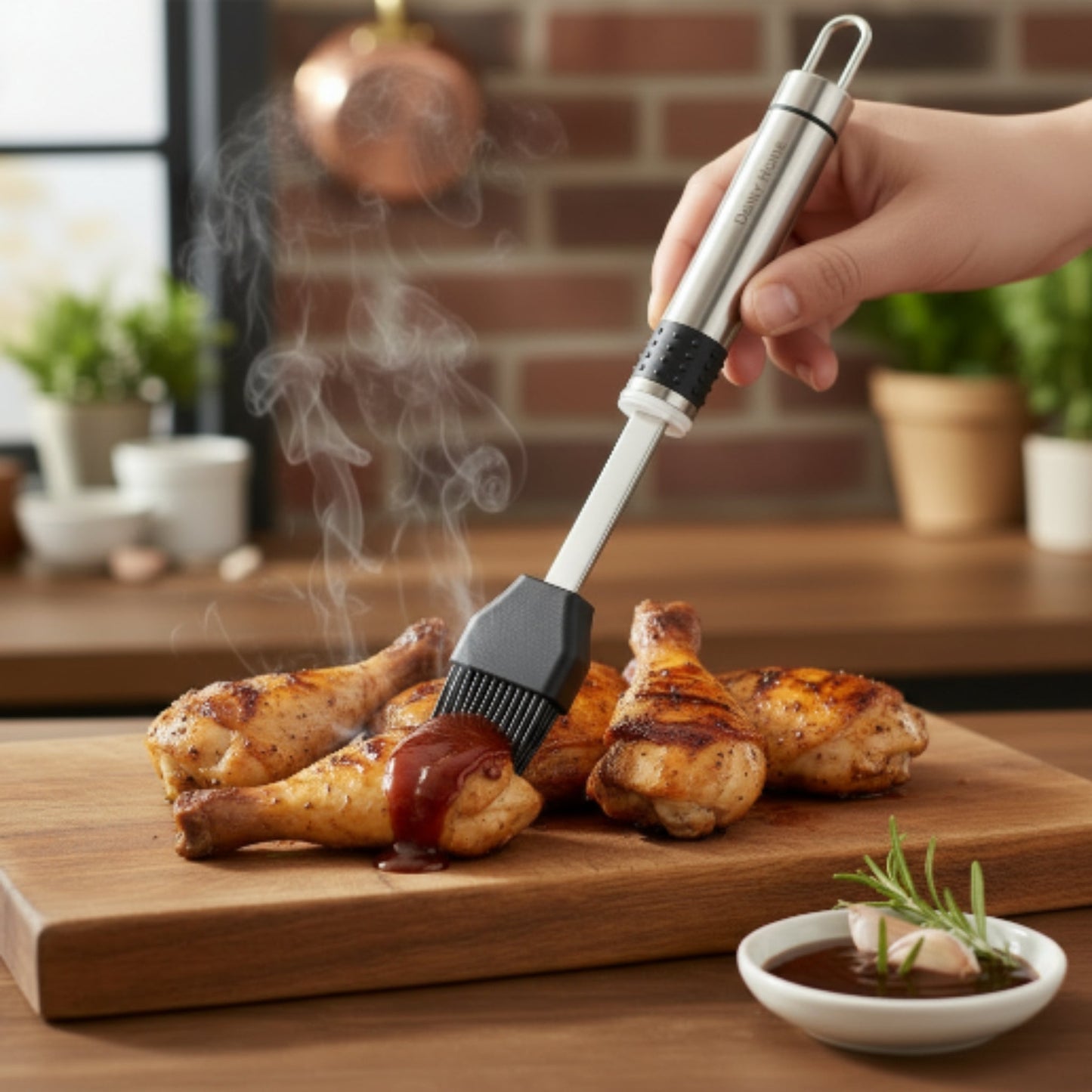 Danny Home Silicone Basting Brush with Stainless Steel Handle - Black