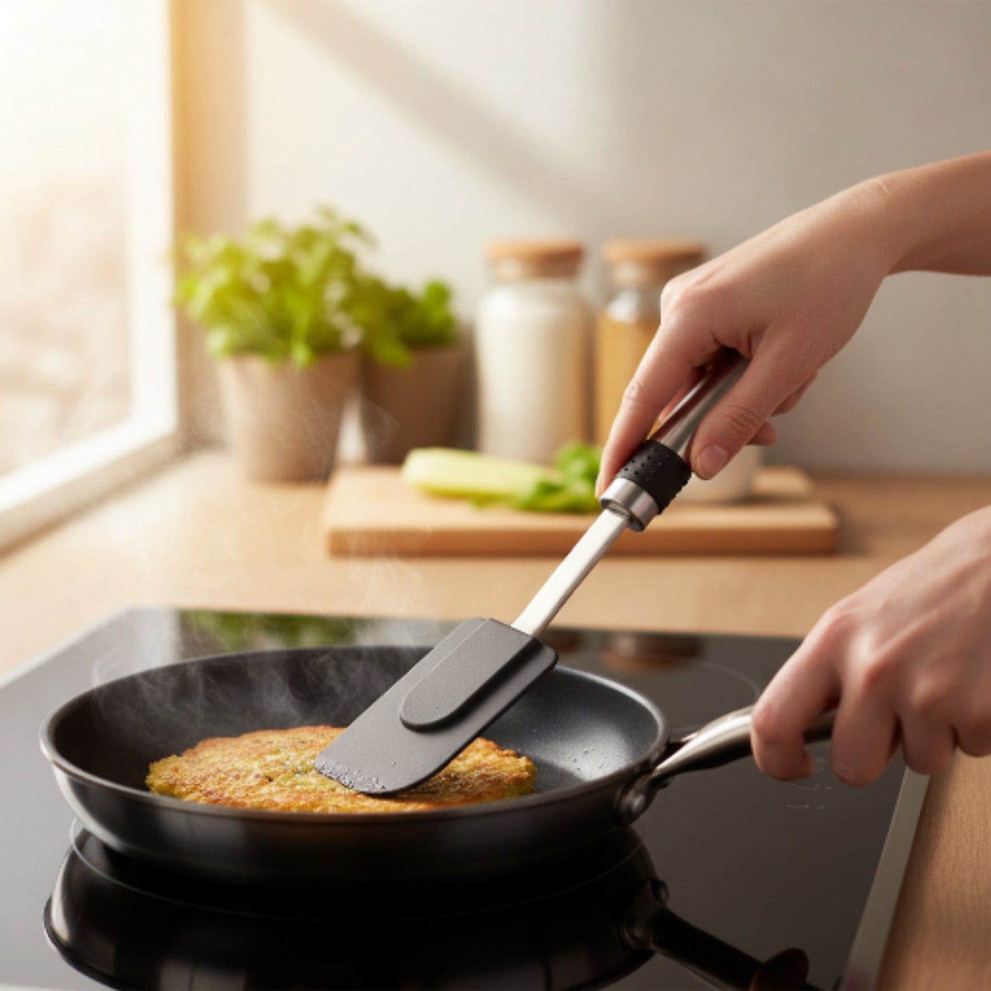 Danny Home Silicone Spatula with Stainless Steel Handle Heat-Resistant Kitchen Turner - Black