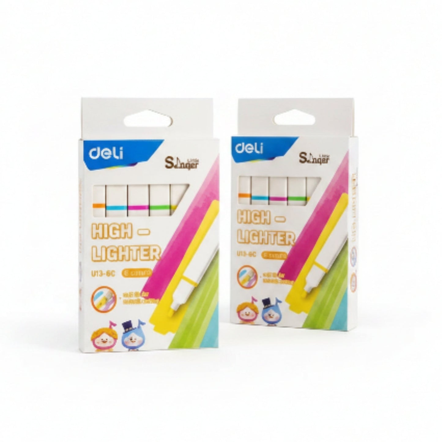 Deli 6-Piece Highlighter Set – Pastel Chisel Tip Markers for School, Office & Study Notes