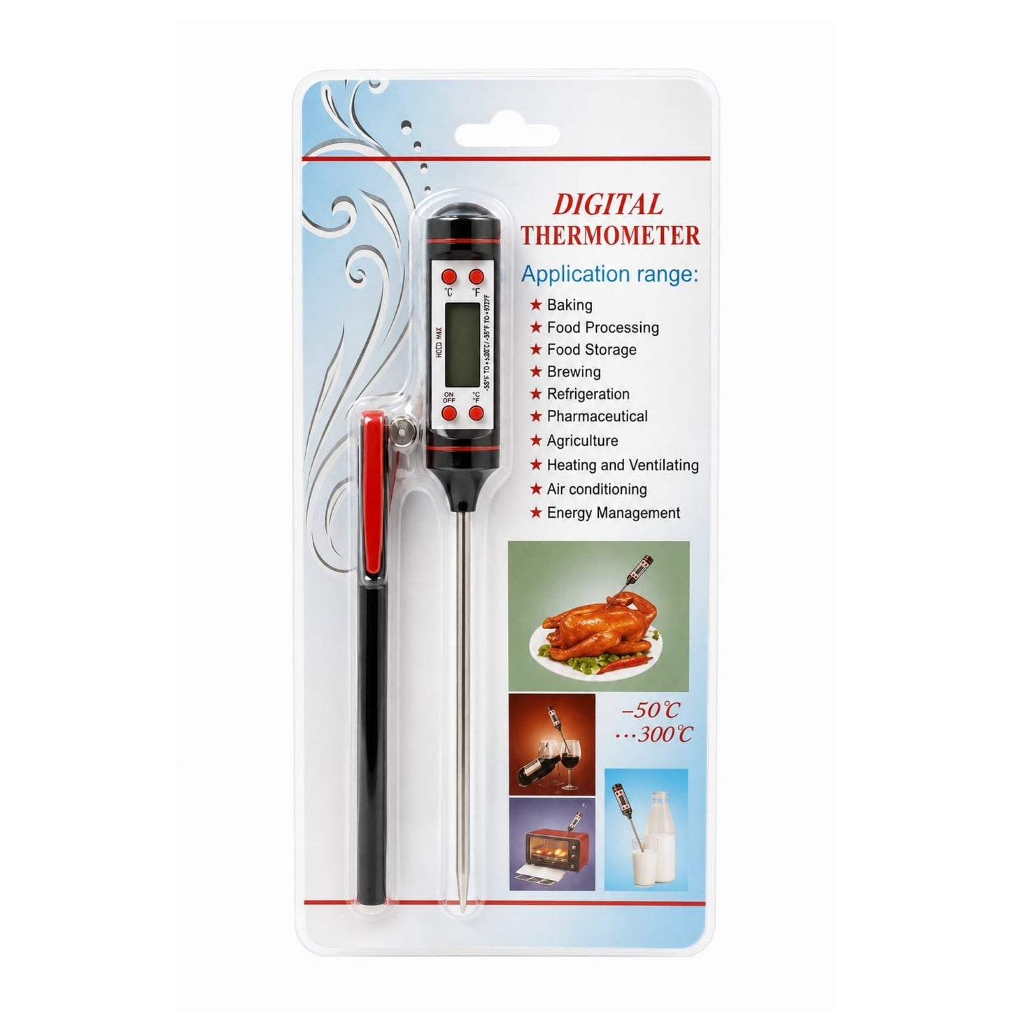 Digital Food Thermometer – Instant Read Cooking & Kitchen Thermometer for Meat, Baking, BBQ & Food Preparation