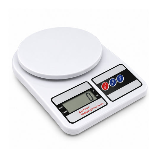 Digital Kitchen Food Scale – Precision Weighing for Cooking & Baking – White On White Background