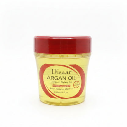 Disaar Argan Oil Collagen Styling Gel 236ml – Smooth, Brighten, Moisturize & Condition Hair