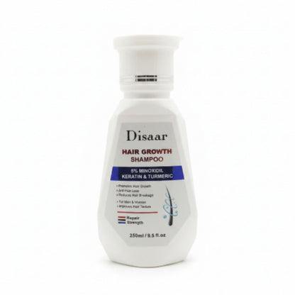 Disaar Hair Growth Shampoo - 5% Minoxidil, Keratin & Turmeric - 250ml On White Background