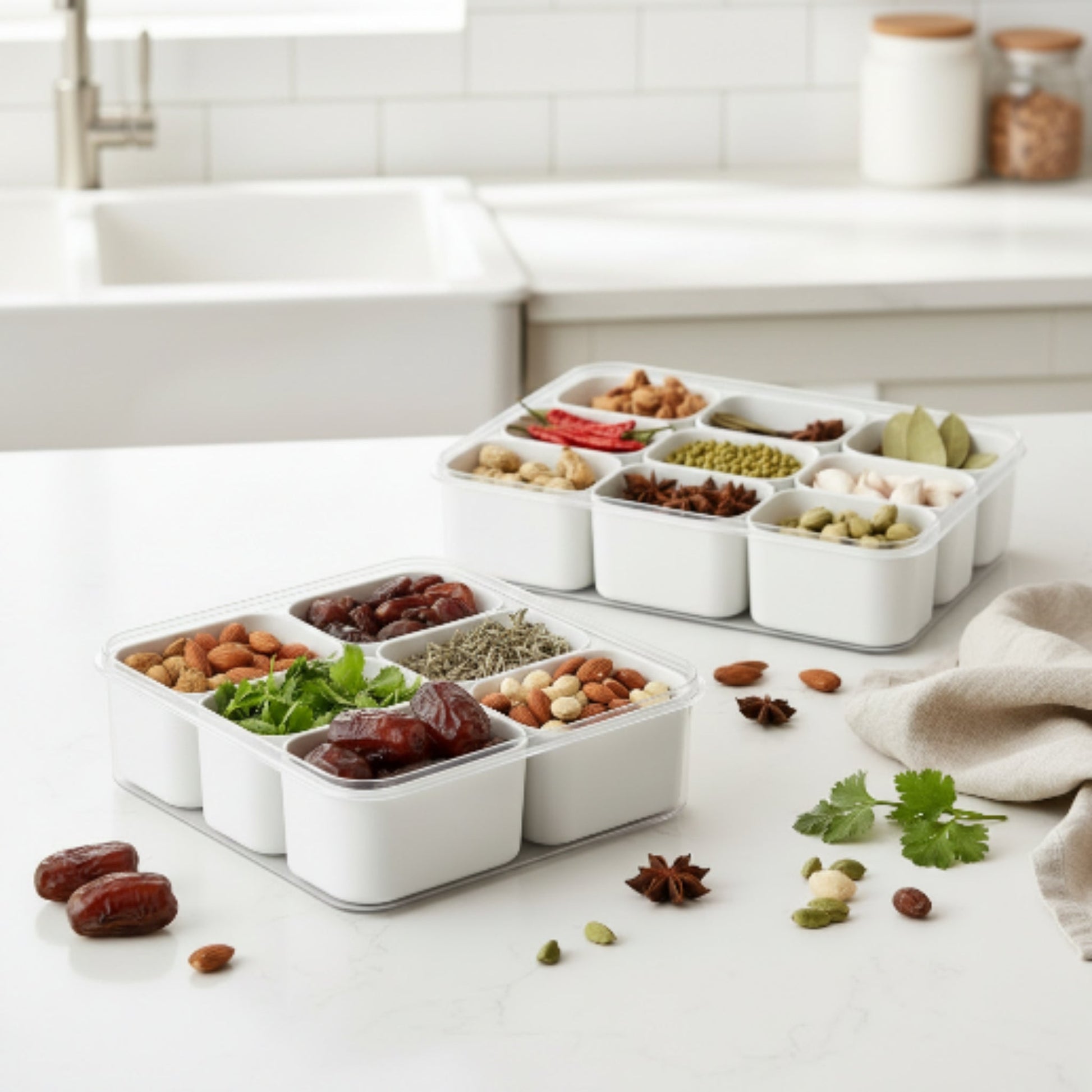 Divided Food Storage Boxes with Lids – Multi-Compartment Food Containers for Meal Prep, Snacks & Kitchen Organisation