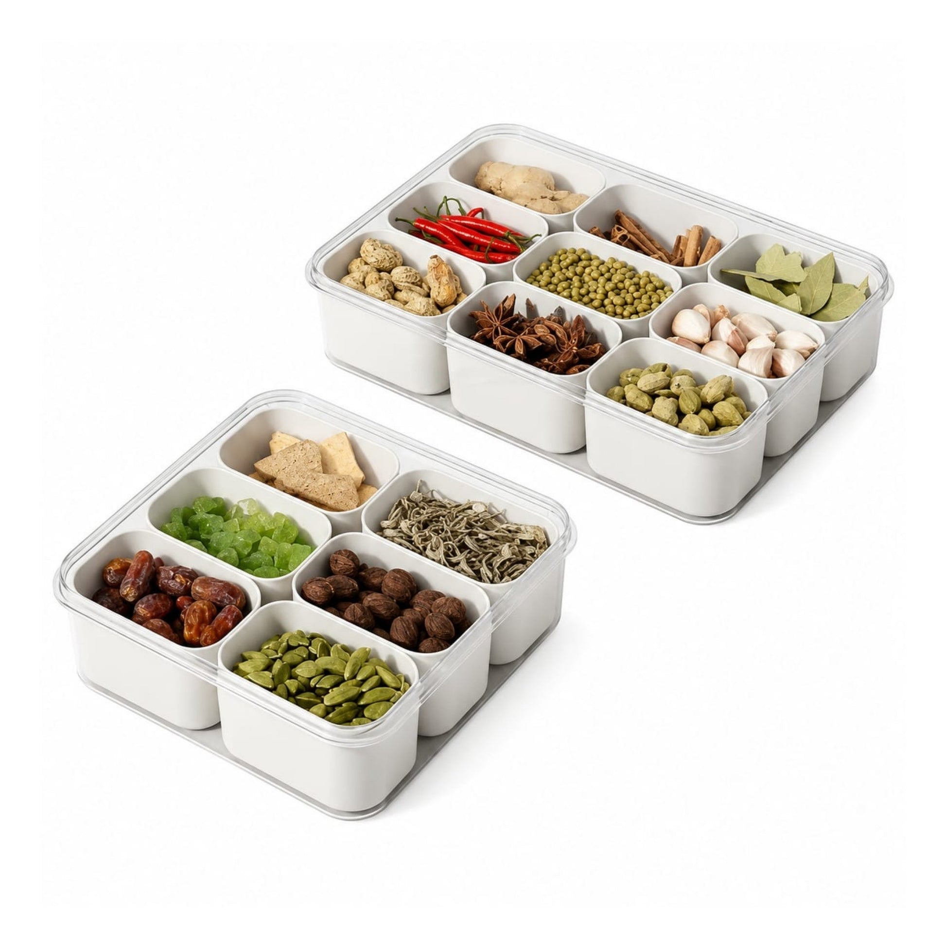 Divided Food Storage Boxes with Lids – Multi-Compartment Food Containers for Meal Prep, Snacks & Kitchen Organisation
