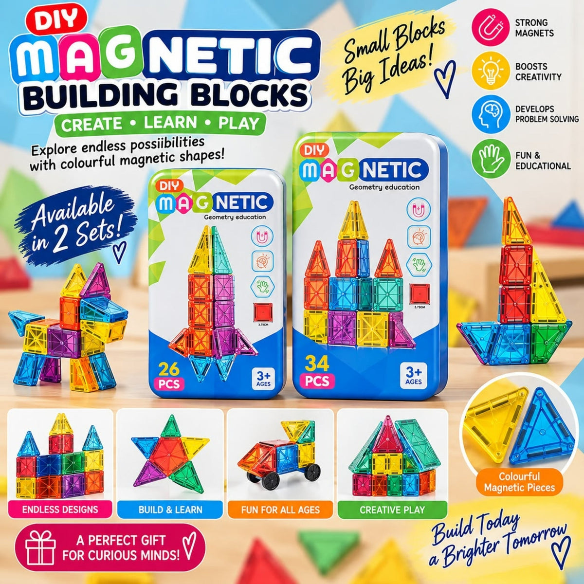 DIY Magnetic Building Blocks – Creative Construction & STEM Learning Toy