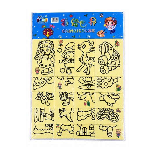 DIY Sand Art Painting Cards – Creative Kids Craft Activity with Cartoon Outlines – Assorted Designs