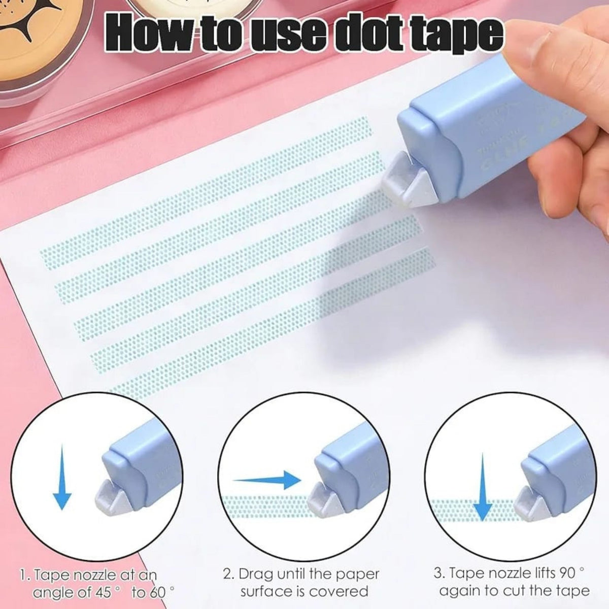 Dot Adhesive Tape Roller | Double-Sided Glue Tape for Crafts & School