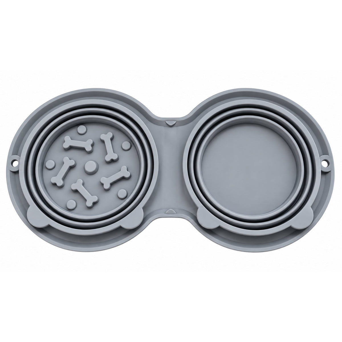 Double Collapsible Silicone Pet Bowl – Foldable Food & Water Feeding Bowl