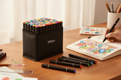 Double Sided Markers in Carry Bag - 100pc Lifestyle