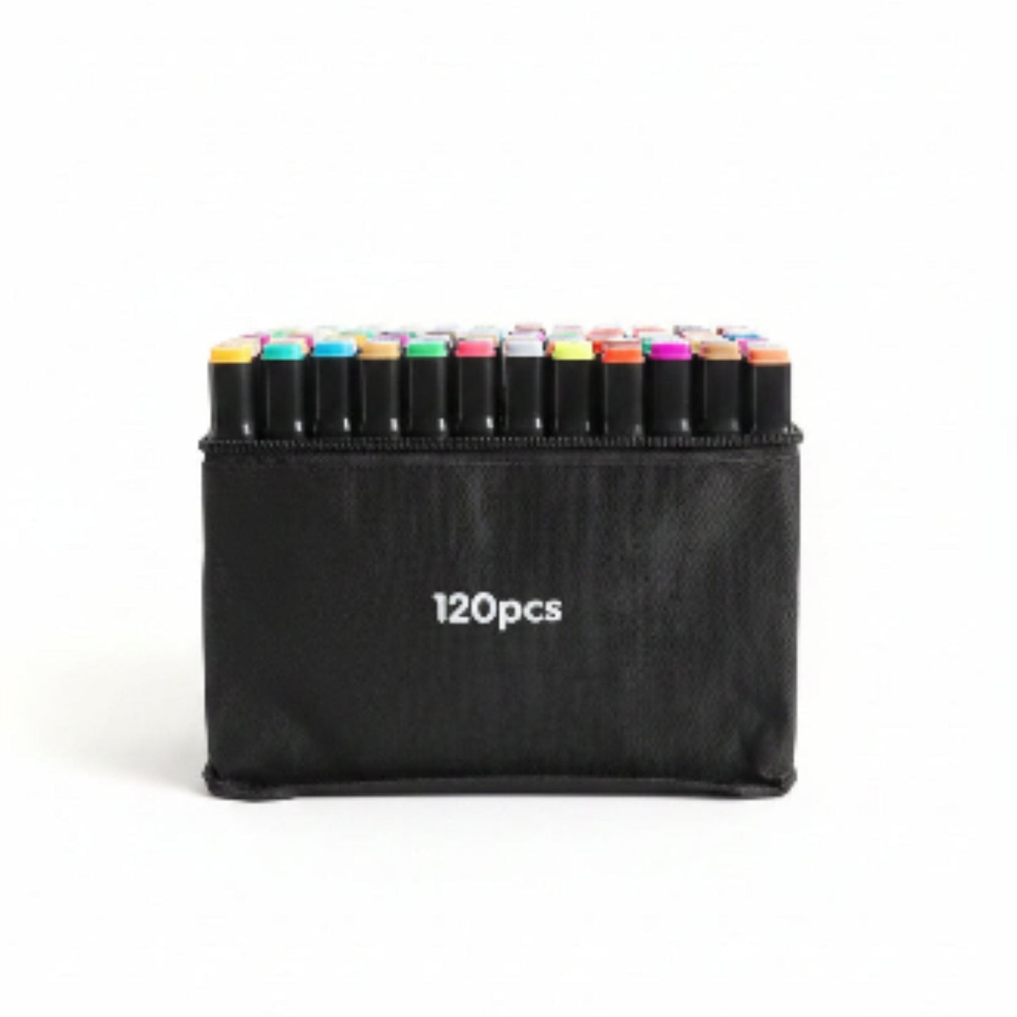 Double Sided Markers in Carry Bag - 120pc On White Background