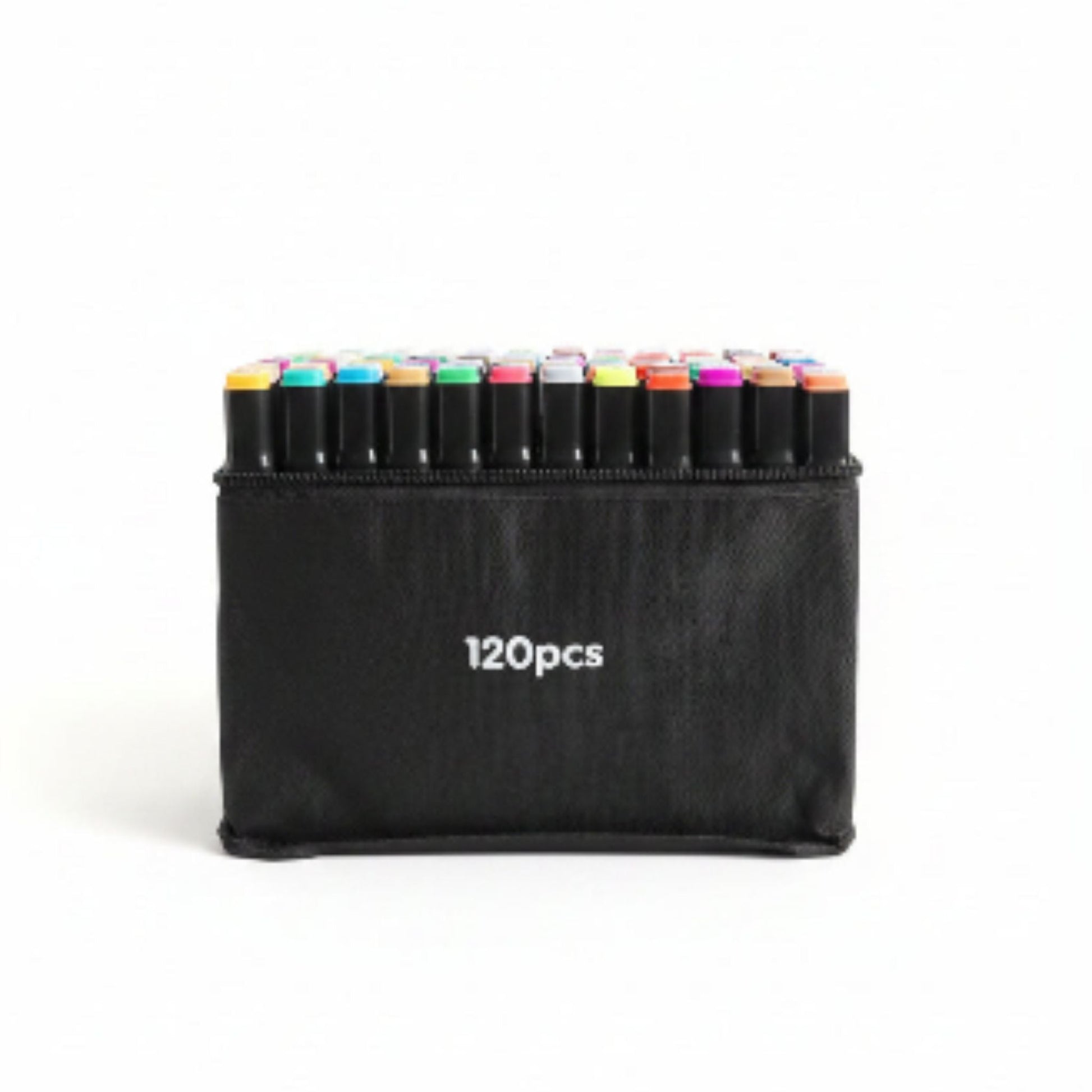 Double Sided Markers in Carry Bag - 120pc On White Background