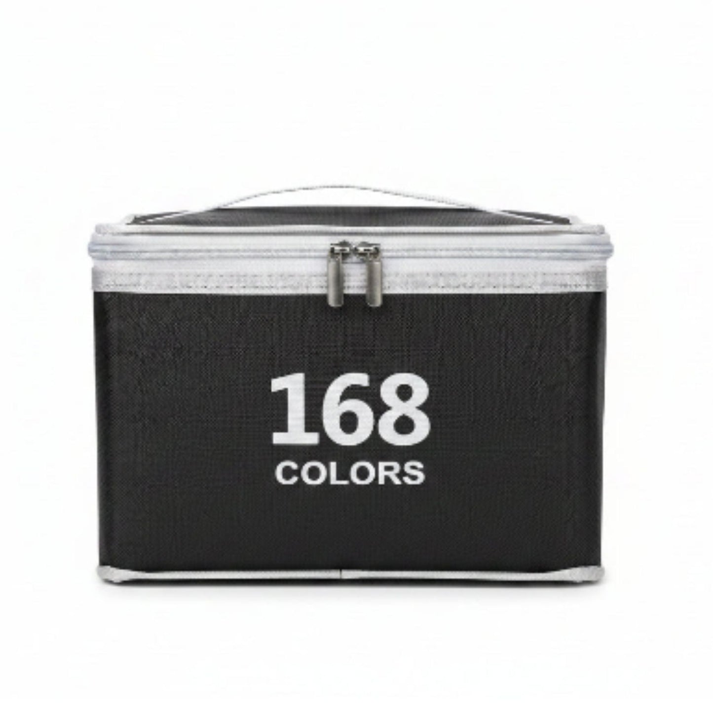 Double Sided Markers in Carry Bag - 168pc On White Background