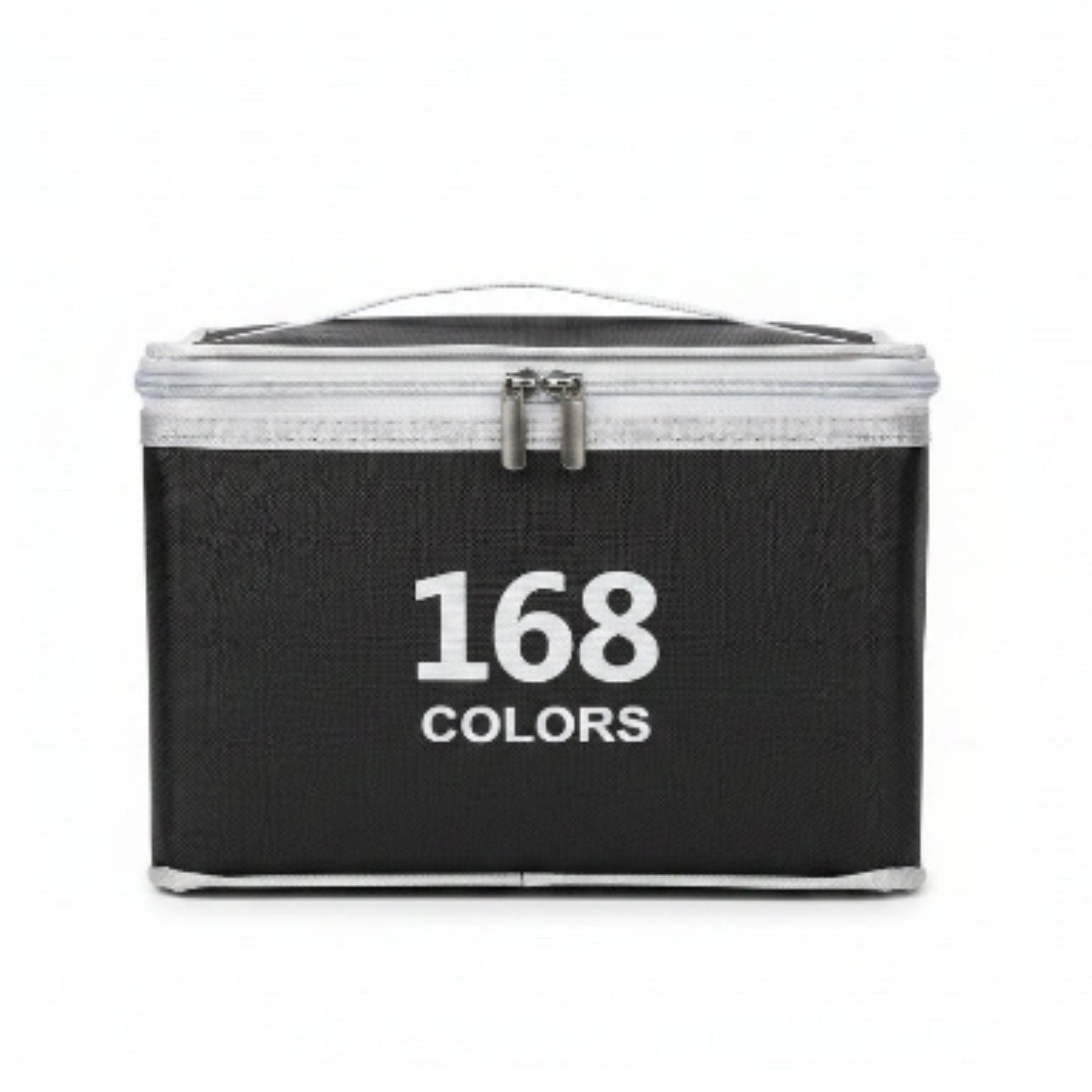 Double Sided Markers in Carry Bag - 168pc On White Background
