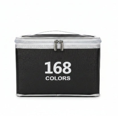 Double Sided Markers in Carry Bag - 168pc On White Background