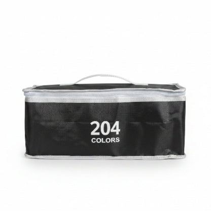 Double Sided Markers in Carry Bag - 204pc On White Background