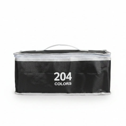 Double Sided Markers in Carry Bag - 204pc On White Background