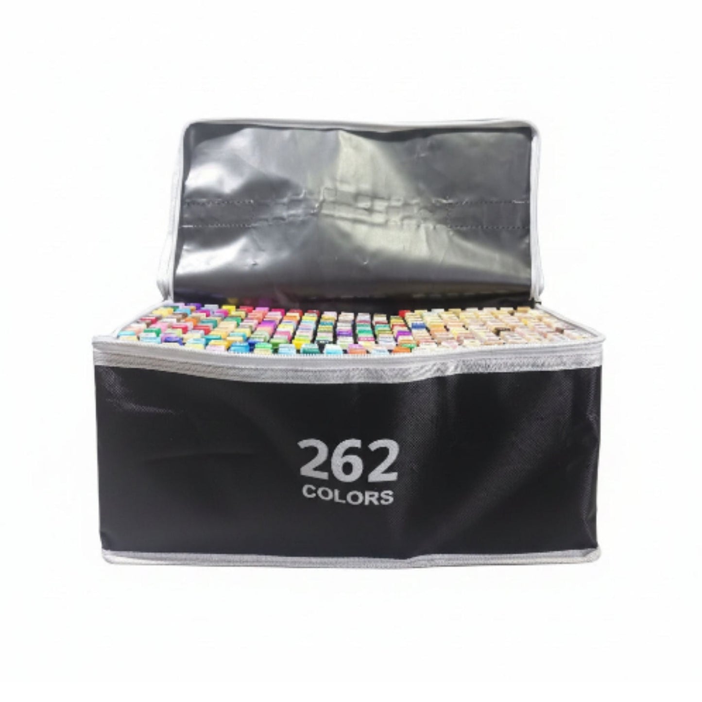 Double Sided Markers in Carry Bag - 262pc On White Background