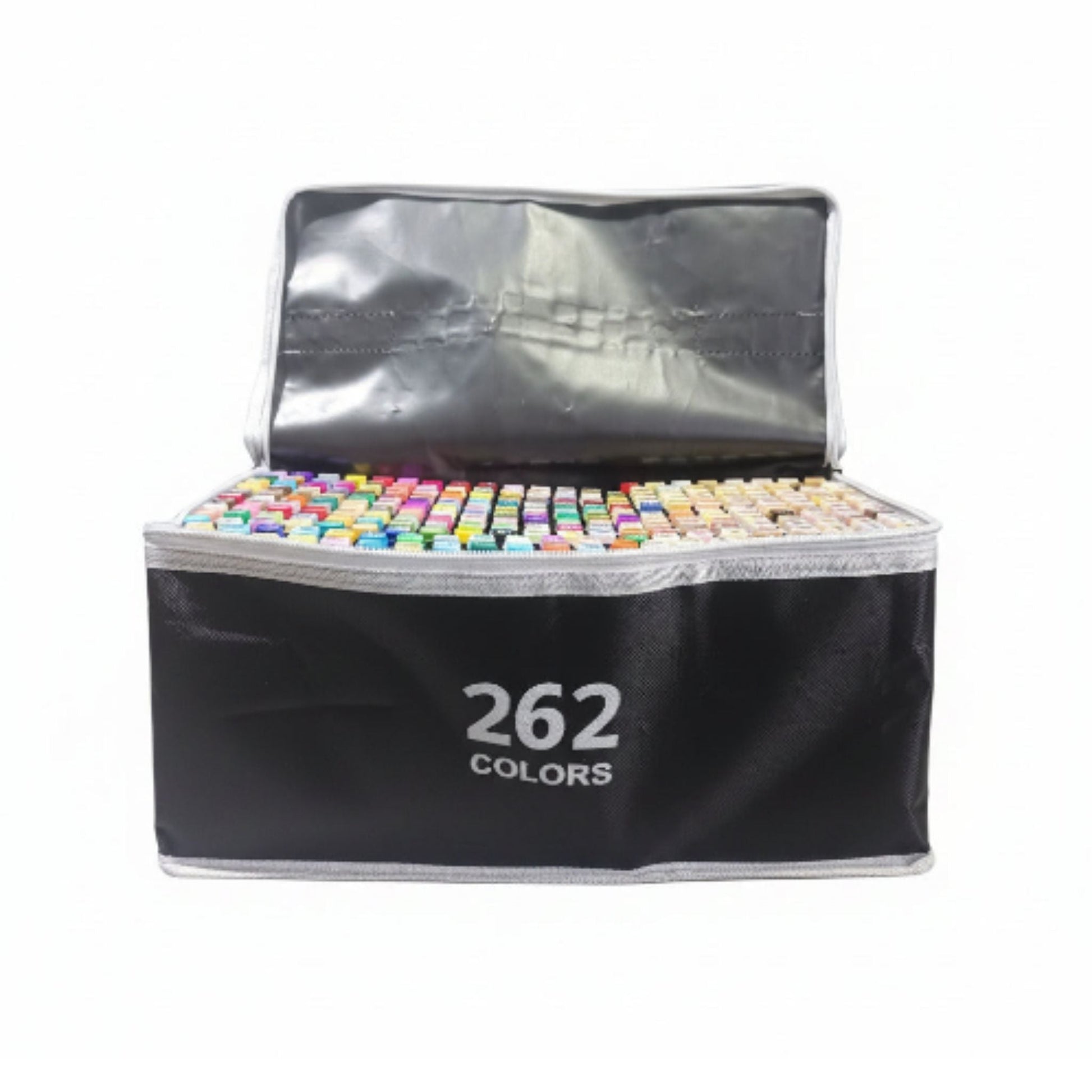 Double Sided Markers in Carry Bag - 262pc On White Background