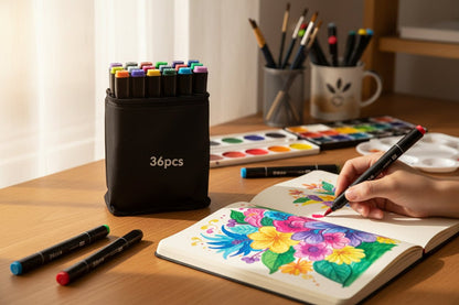 Double Sided Markers in Carry Bag - 36pc Lifestyle