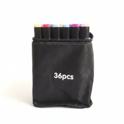 Double Sided Markers in Carry Bag - 36pc On White Background