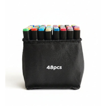 Double Sided Markers in Carry Bag - 48pc On White Background