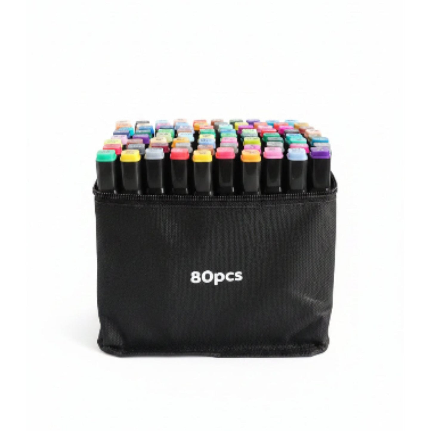 Double Sided Markers in Carry Bag - 80pc On White Background
