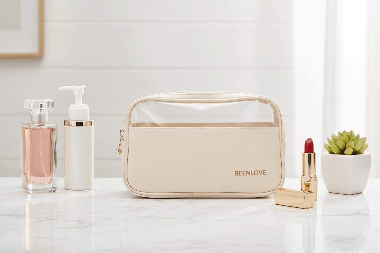 Double Zip Toiletry Bag - Beige