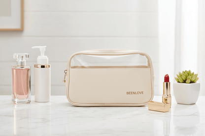 Double Zip Toiletry Bag - Beige