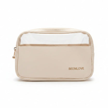 Double Zip Toiletry Bag - Beige