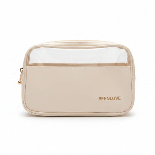 Double Zip Toiletry Bag - Beige