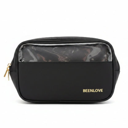 Double Zip Toiletry Bag - Black