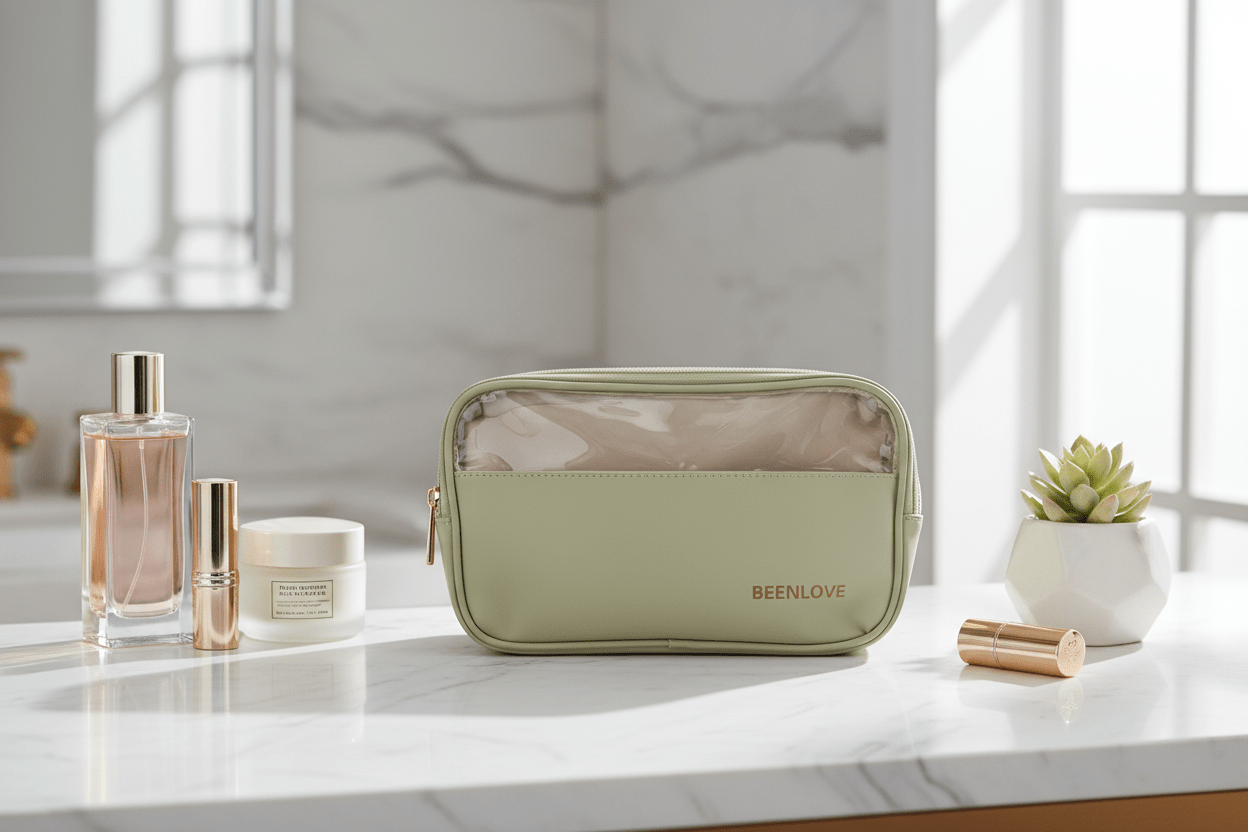 Double Zip Toiletry Bag - Green