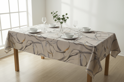 Duchess Satin Table Cloth 2.5M Beige/Gold